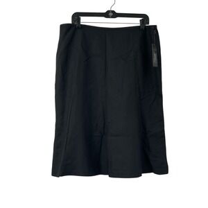 NWT Tahari Arthur S. Levine Sophie Garden Party Black Linen Blend Skirt Size 16